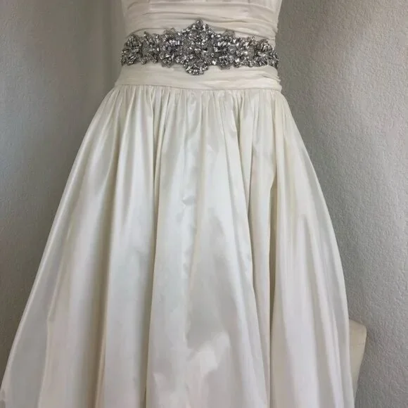 Maggie Sottero Sweetheart Lace Up Jeweled Bead Bustle Train Wedding Dress - Picture 8 of 14